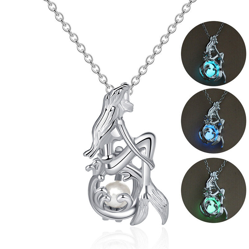 Luminous (blue) 19" Mermaid Pendant Necklace