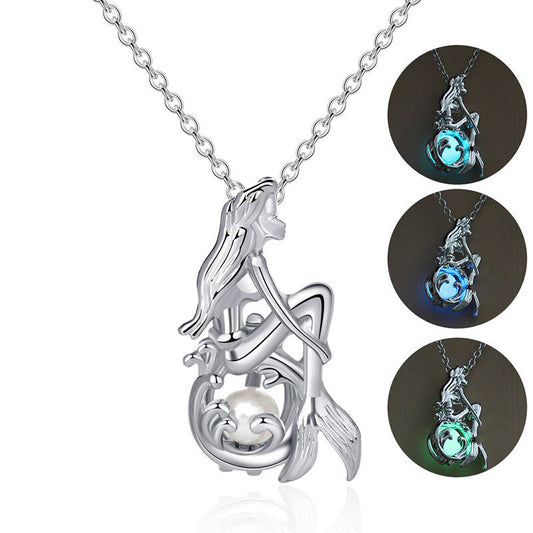 Luminous (blue) 19" Mermaid Pendant Necklace