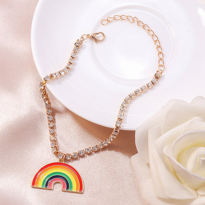 Rhinestone Rainbow Anklet