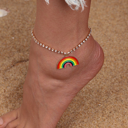Rhinestone Rainbow Anklet
