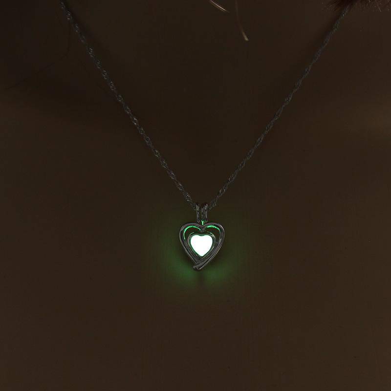 Jersey Shore Jewelry Luminous Hollow Heart-shaped Cage Pendant Necklace (Blue) - WoW! Gotta Have It!