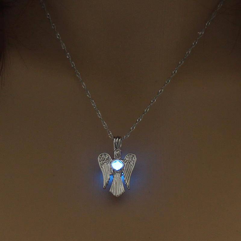 Jersey Shore Jewelry Luminous Angel Pendant Necklace (Blue) - WoW! Gotta Have It!