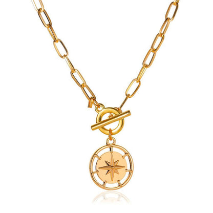 Double-Layer Star Necklace – Silver Y2K Punk Hip Hop Choker Jewelry