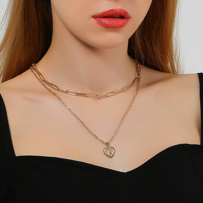 Y2K Boho Necklace – Personalized Letter M Double-Layer Gold Pendant
