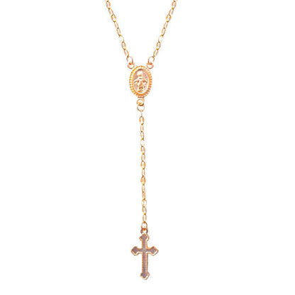 Gold Cross Lariat Necklace