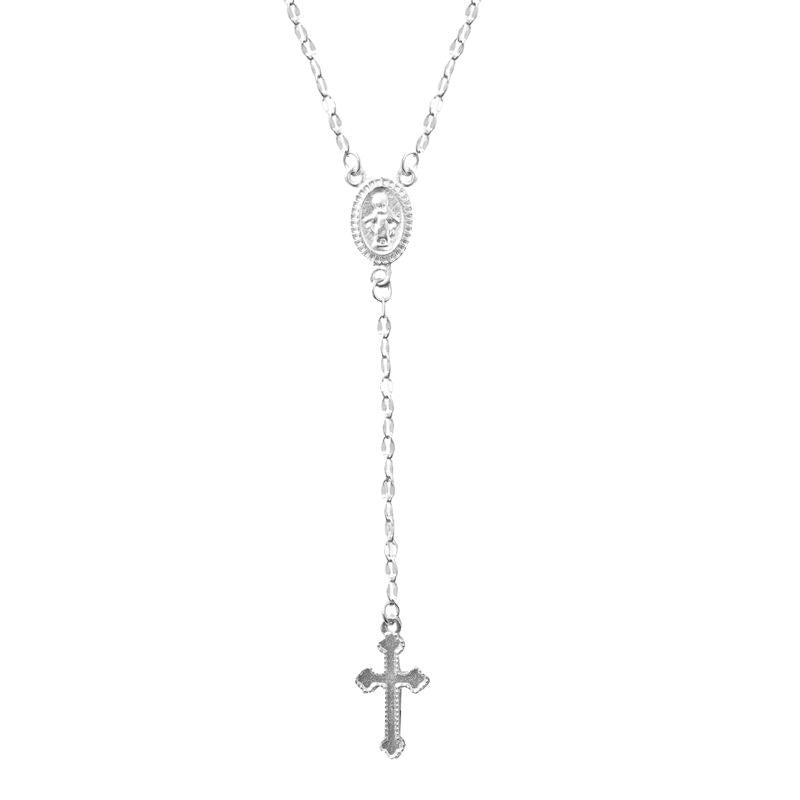 Tassel Silver Chain Cross Alloy Necklace 19"