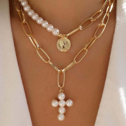 Fashion Faux Pearl Necklace Fashion Multi layer Portrait Faux Pearl 