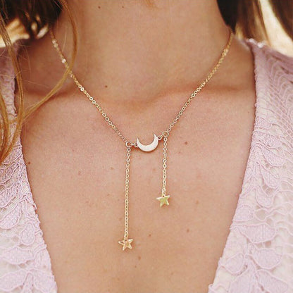 Sterling Silver Star & Moon Necklace