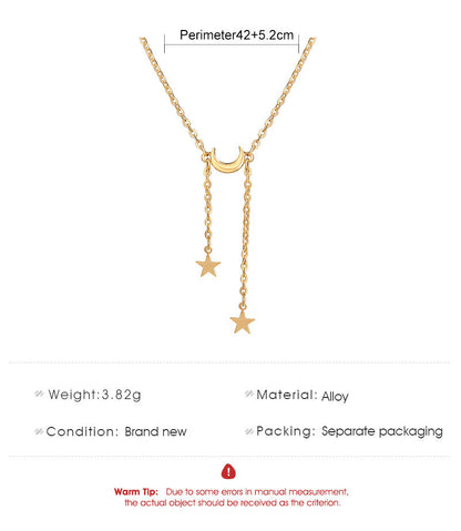 Sterling Silver Star & Moon Necklace