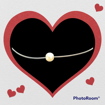 Jersey Shore Illusion Acrylic Pearl Pendant Necklace Choker - Invisible Line Floating Pearl Choker - Y2K Coquette Beach Jewelry