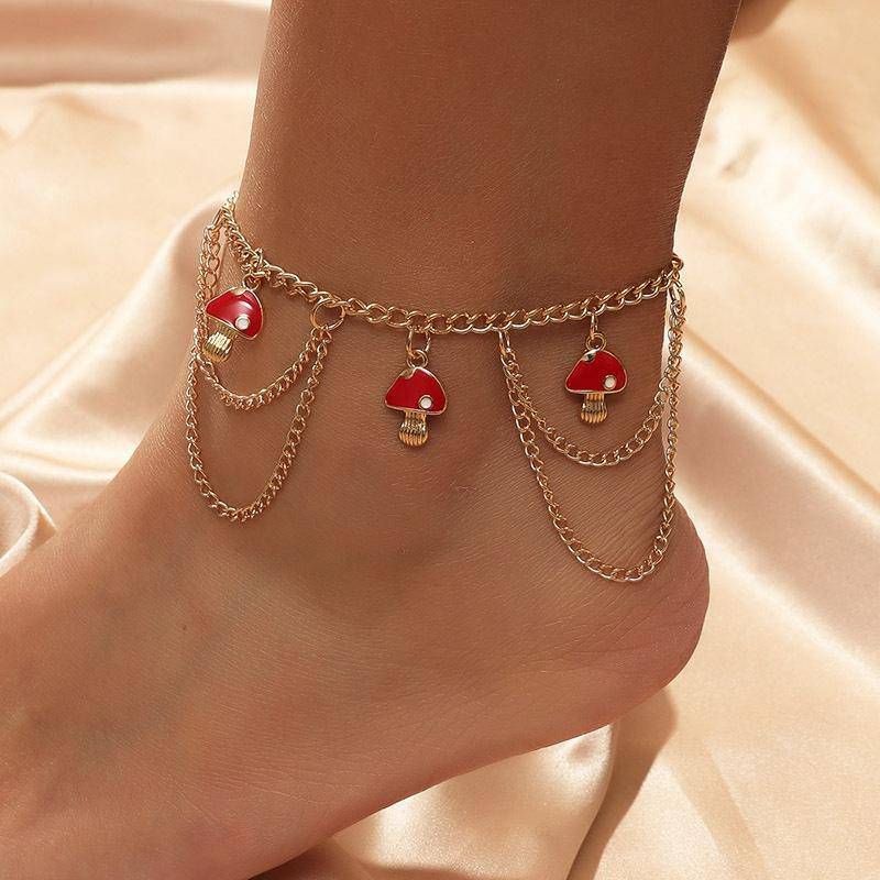 Bohemian Multi layer Chain Mushroom Anklet - WoW! Gotta Have It!