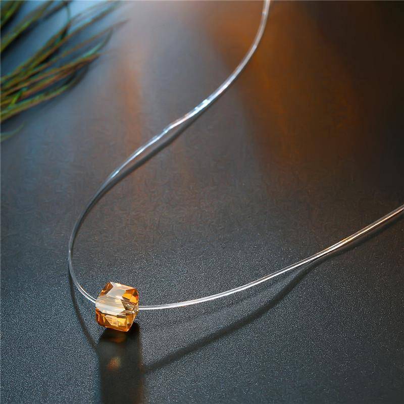 Jersey Shore Fashion brown invisible cube necklace - WoW! Gotta Have It!