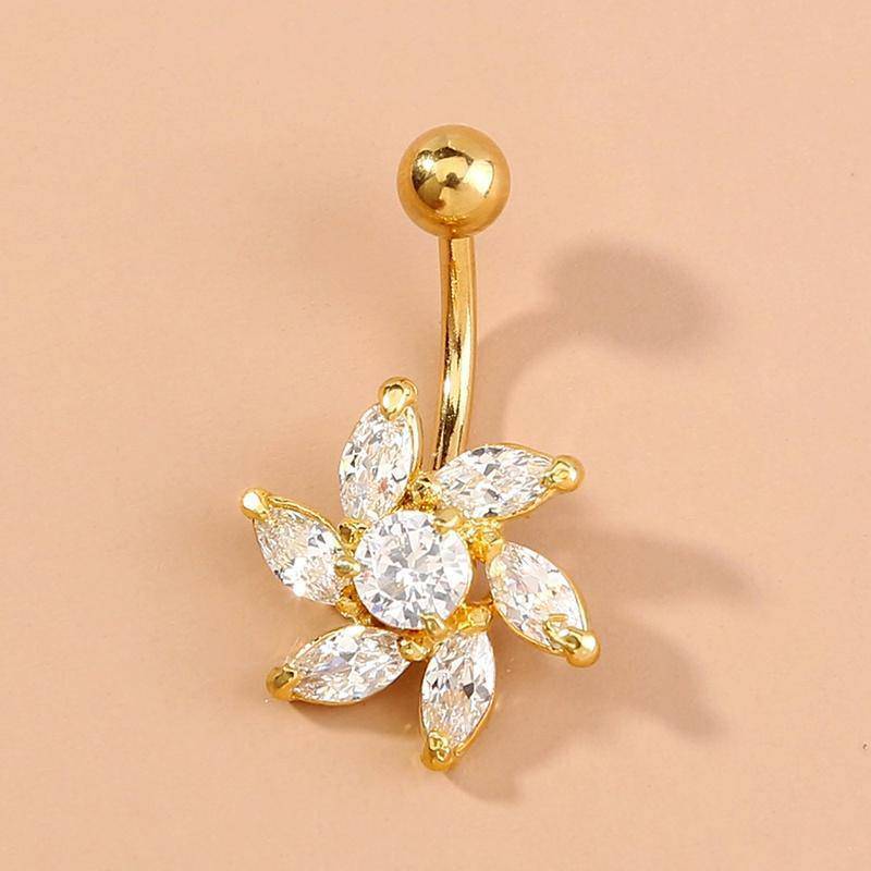 Jersey Shore Zircon Fashion Flowers Belly Button Buckle - WoW! Gotta Have It!