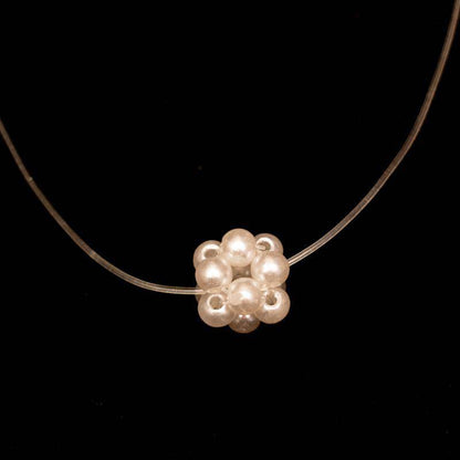 Jersey Shore faux pearl flower invisible line necklace pendant necklace  -Pearl-flower - WoW! Gotta Have It!