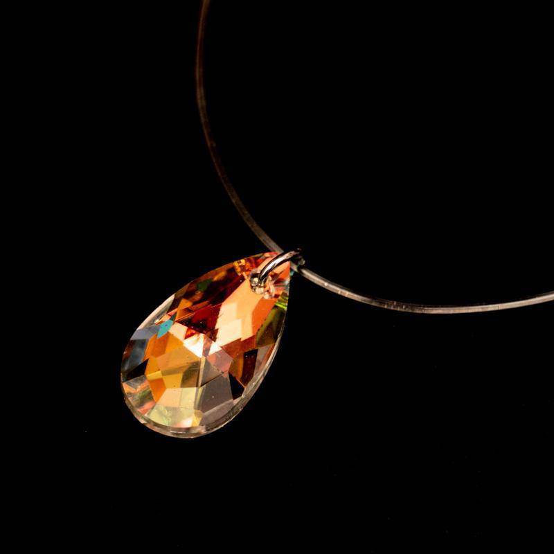 Stylish Jersey Shore geometric teardrop colored invisible zircon necklace - WoW! Gotta Have It!