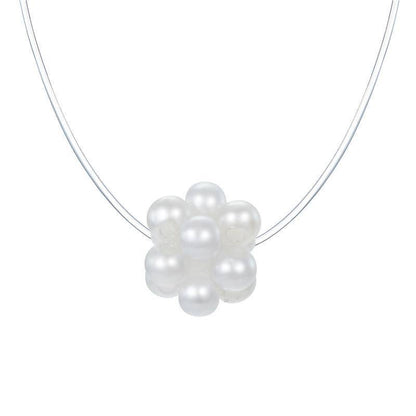 Jersey Shore faux pearl flower invisible line necklace pendant necklace  -Pearl-flower - WoW! Gotta Have It!