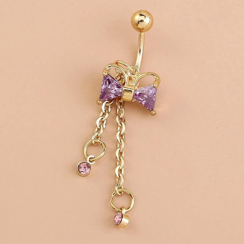 Jersey Shore Zircon Purple Bow Belly Button Nail - WoW! Gotta Have It!